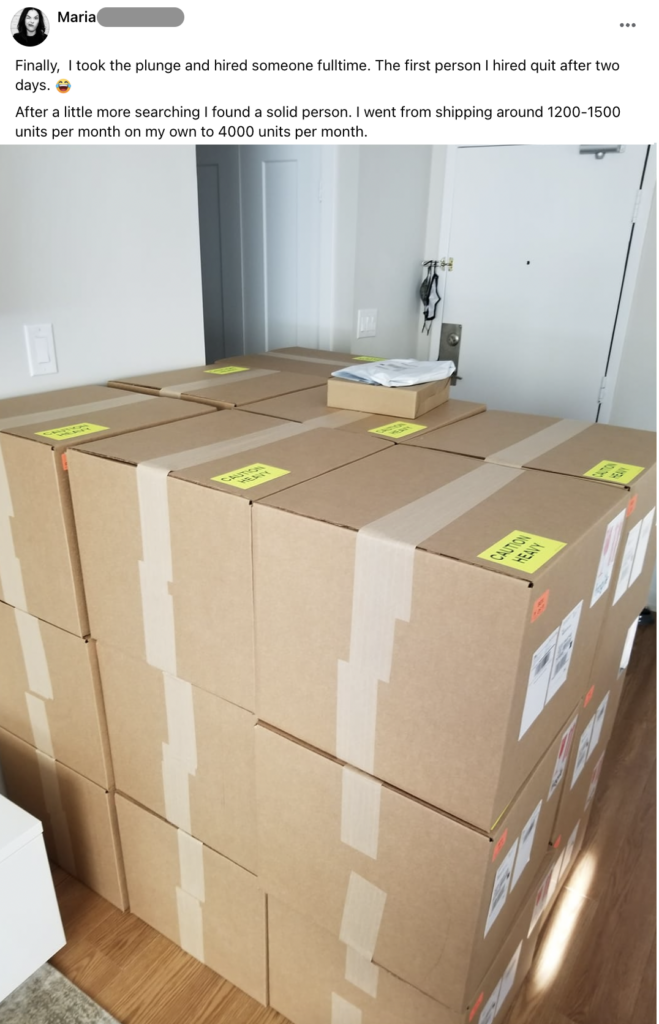 Picture of shipping boxes ready for Amazon - student testimonial
